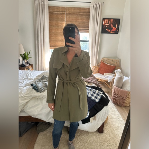 Banana Republic Olive Green Trench Coat Size Small - Picture 11 of 15